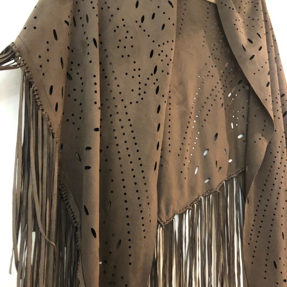 Chico’s faux suede fringe wrap perfect for Fall and Rodeo season. Boho chic. - Picture 2 of 6